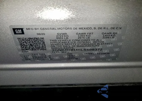 2020 Chevrolet Blazer 2Lt from USA, damaged, VIN 3GNKBHR46LS688372